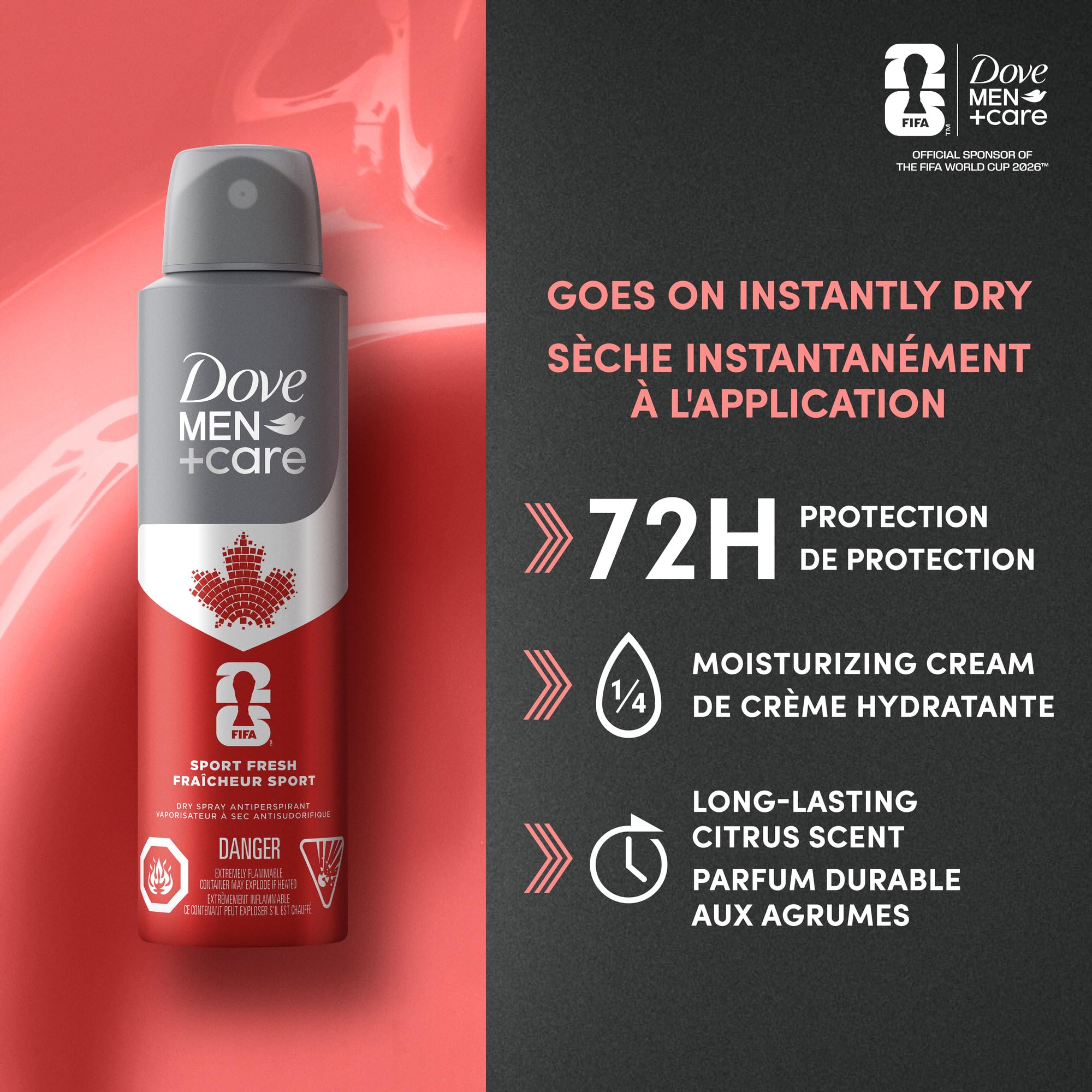 Rexona スプレー 72H/48H-2 Dove 250ml 4セット Dove Men+Care Dry Spray Antiperspirant, Extra Fresh, 72-hour Sweat
